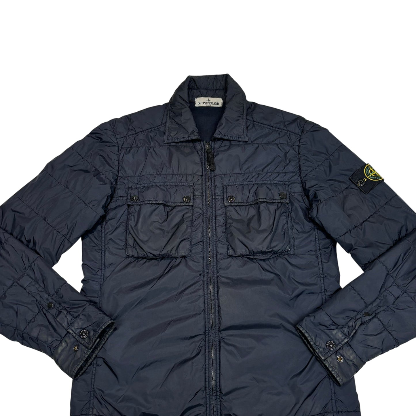 Stone Island Navy Blue Double Pocket Detail Compass Patch Jacket