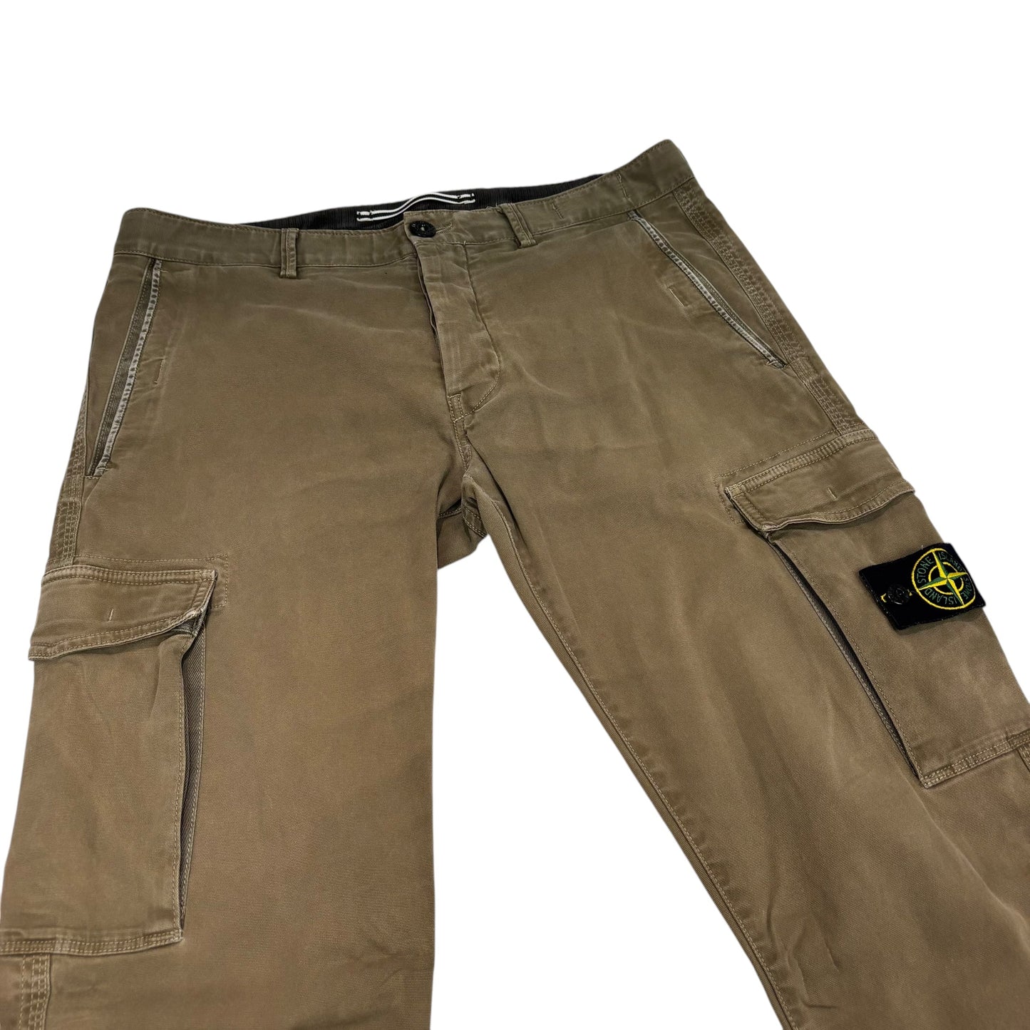 Stone Island Khaki Green Brushed Cotton Cargos