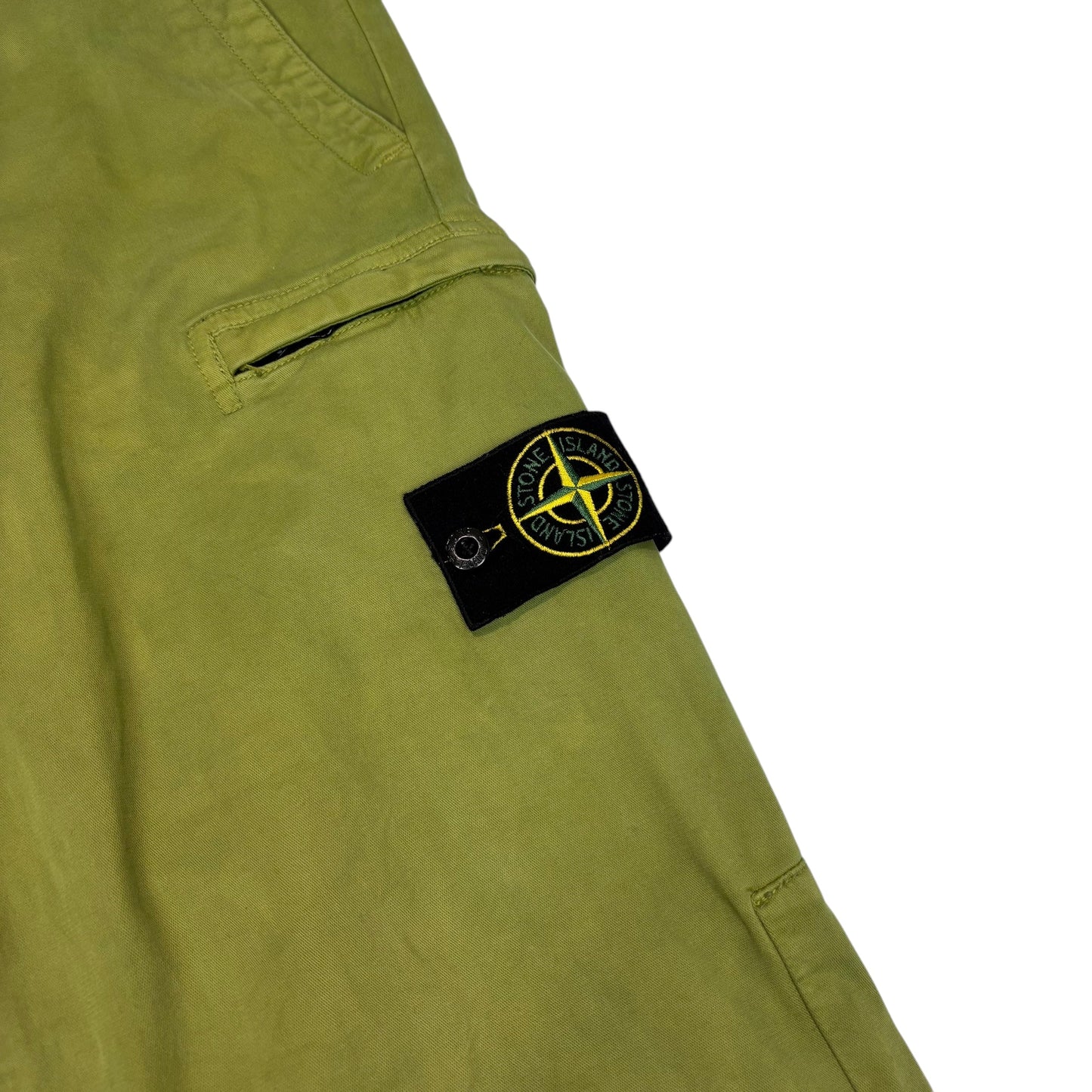 Stone Island Mustard Brushed Cotton Compass-Patch Zip Pockets Cargo Trousers