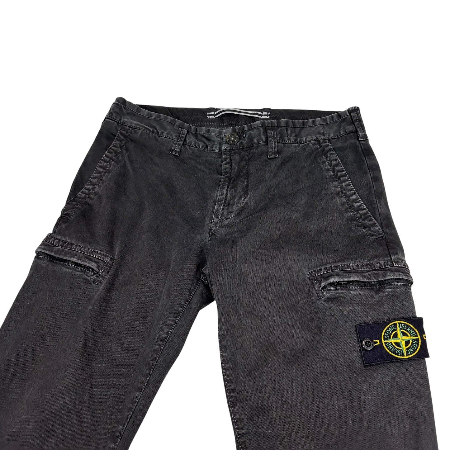 Stone Island Black Compass-Patch Cotton Cargo Trousers