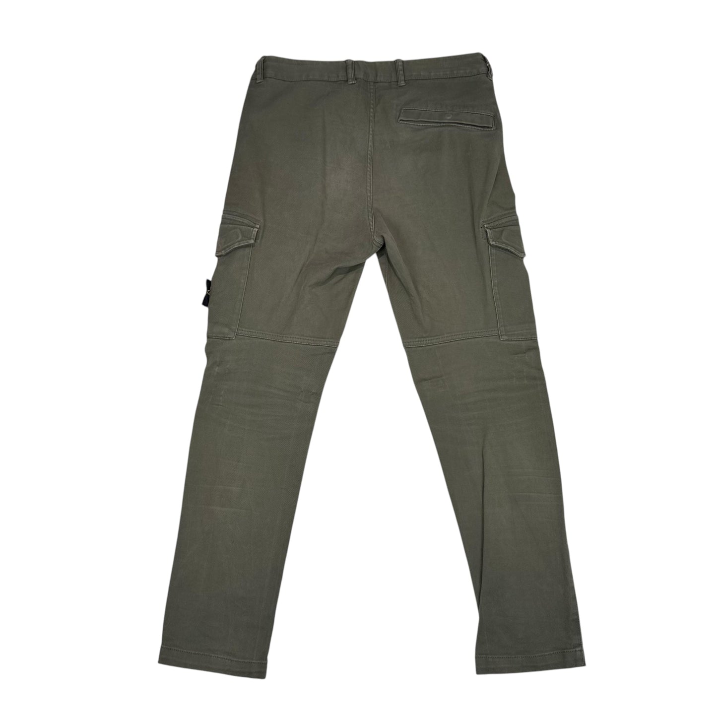 Stone Island Green Diagonal Cotton Compass-Patch Cargo Trousers