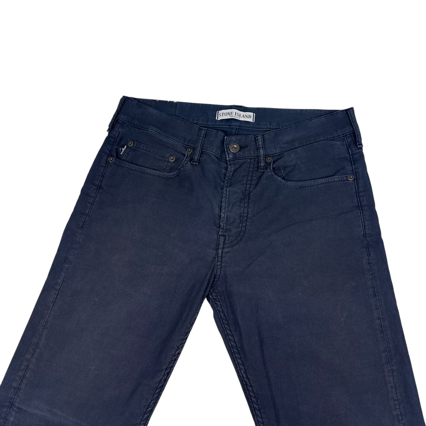 Stone Island Navy Blue Brushed Cotton Compass-Patch Jeans