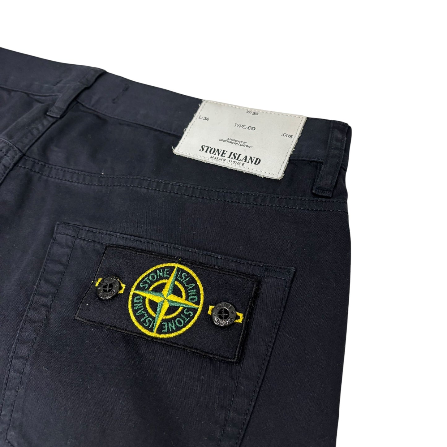 Stone Island Navy Blue Brushed Cotton Type-CO Compass Patch Jeans