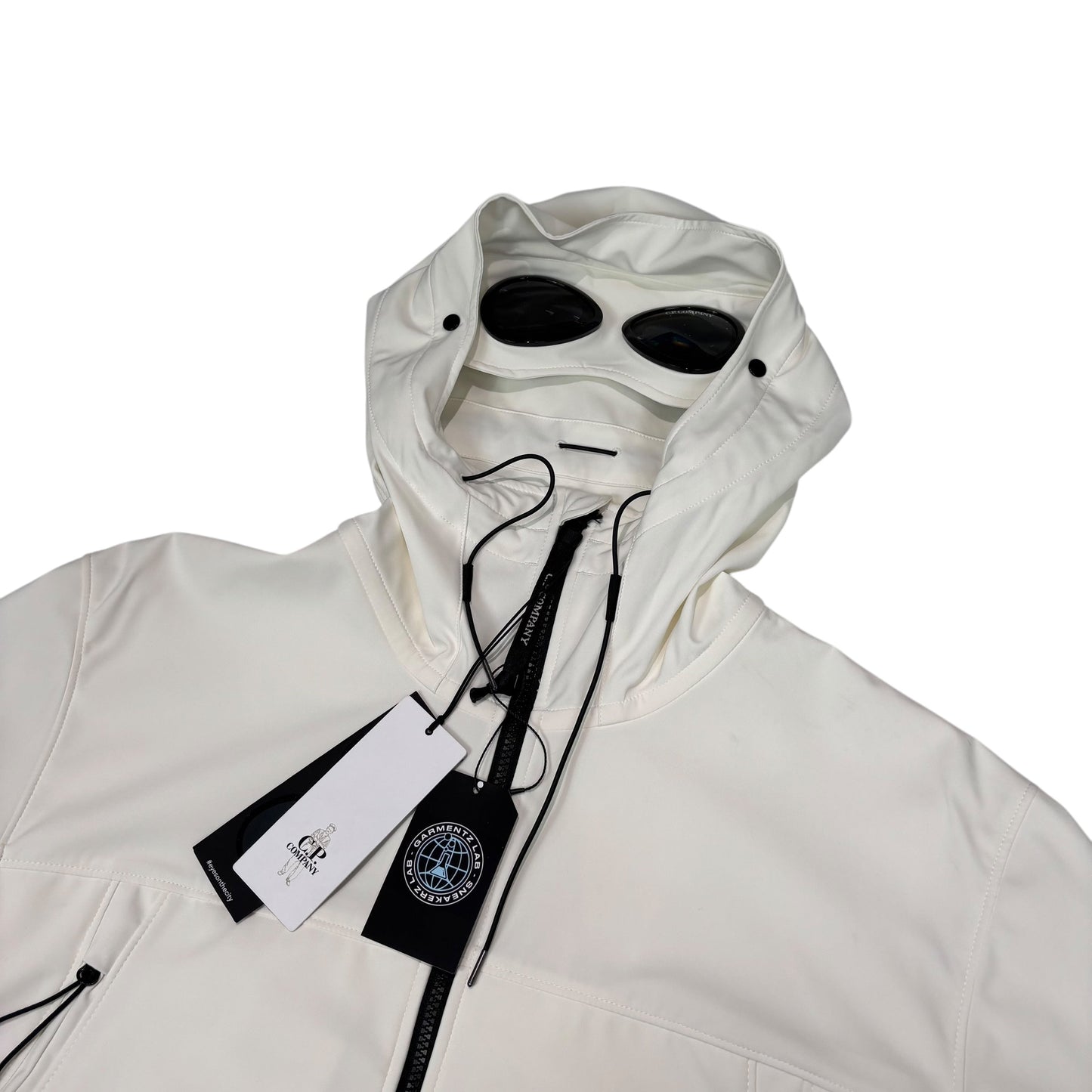 CP Company White Double Goggle Soft Shell Jacket