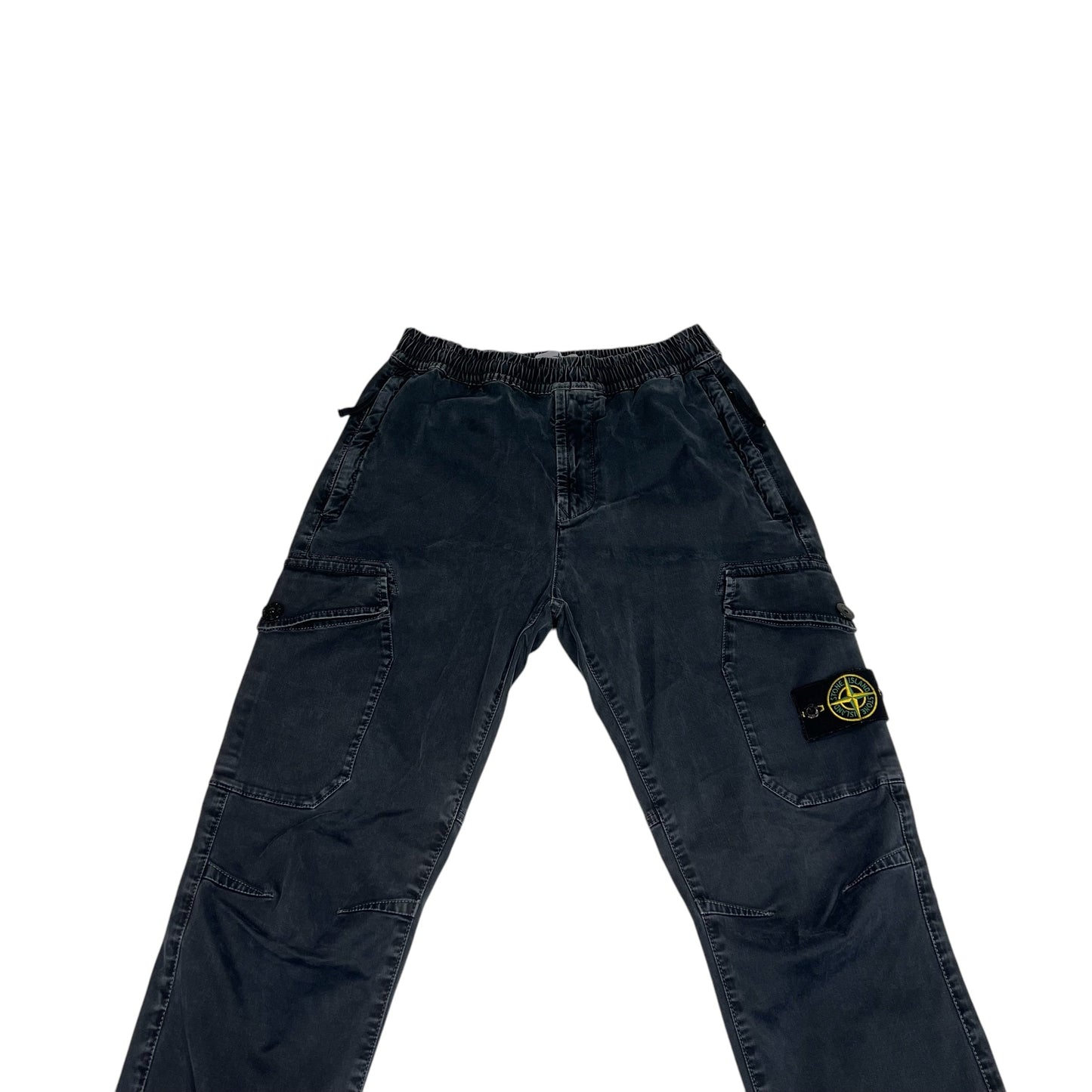Stone Island Navy Blue Brushed Cotton Cargo Trousers