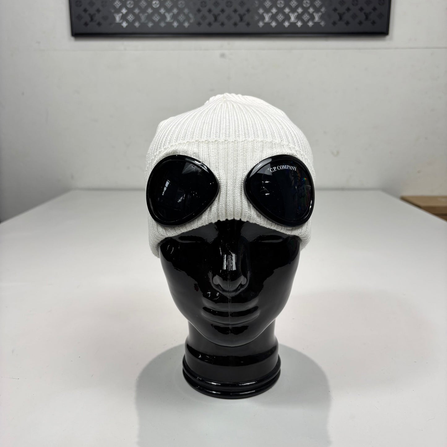 CP Company White Double Goggle lightweight Cotton Beanie