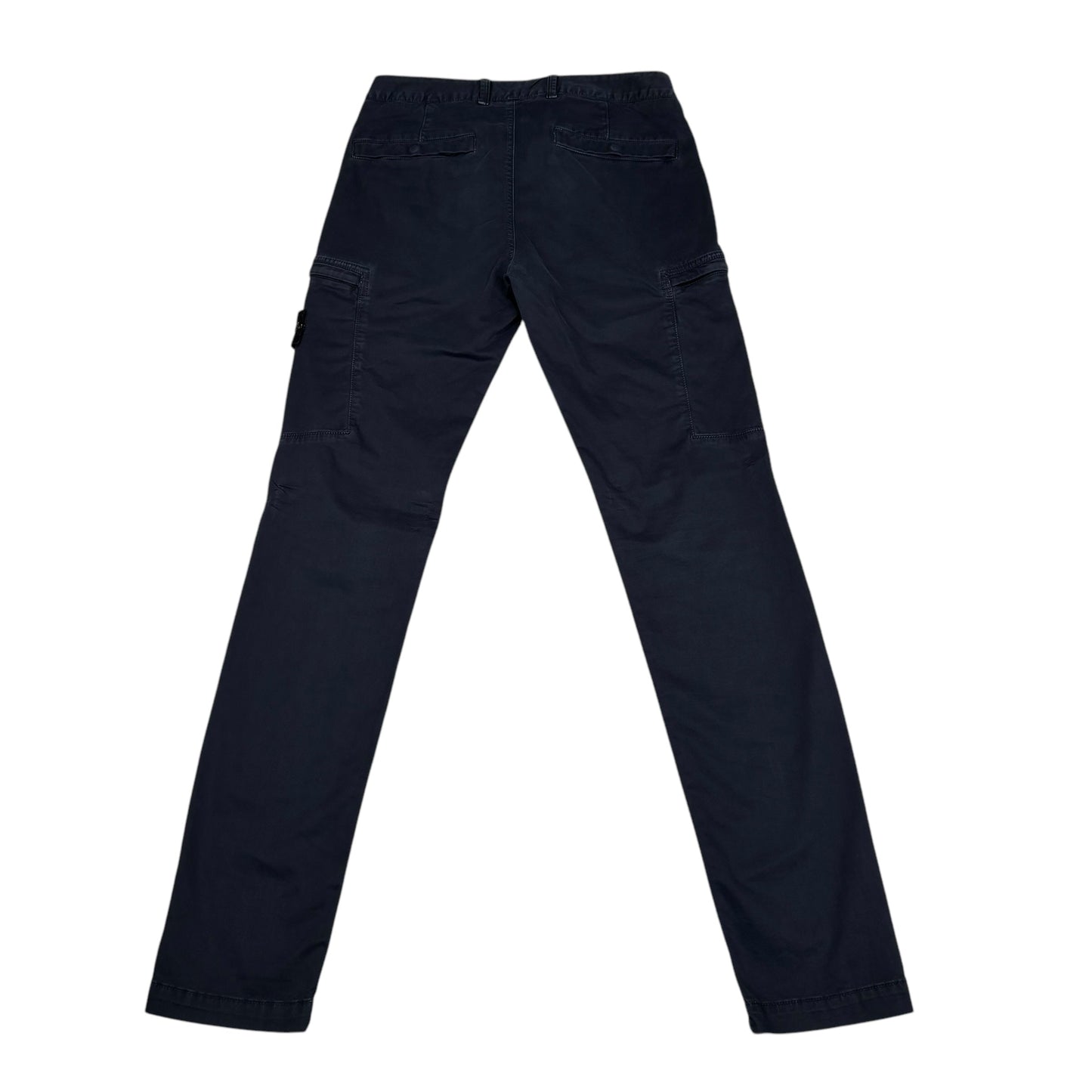 Stone Island Navy Blue Zip-Pockets Brushed Cotton Cargo Trousers