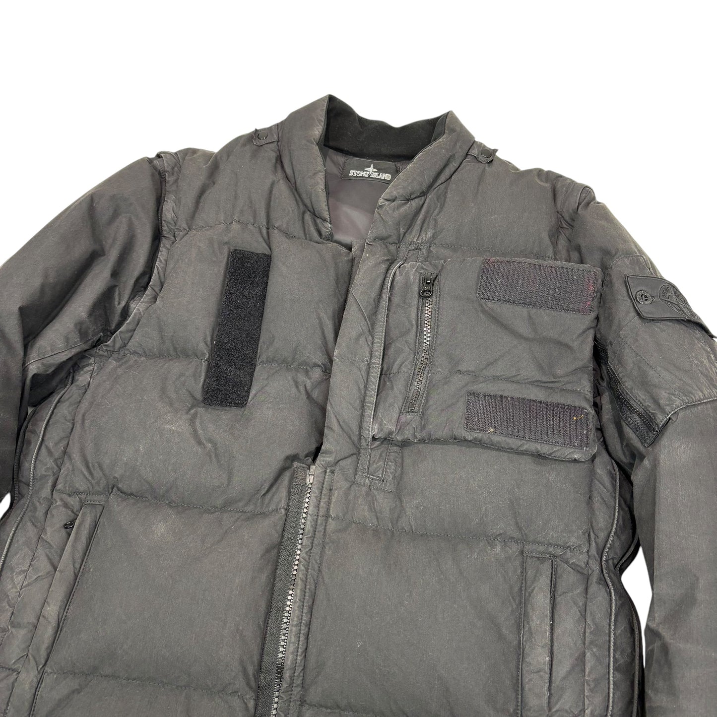 Stone Island Black Shadow Project Compass-Patch with Removable Arms Cotton Nylon Poplin Down Jacket