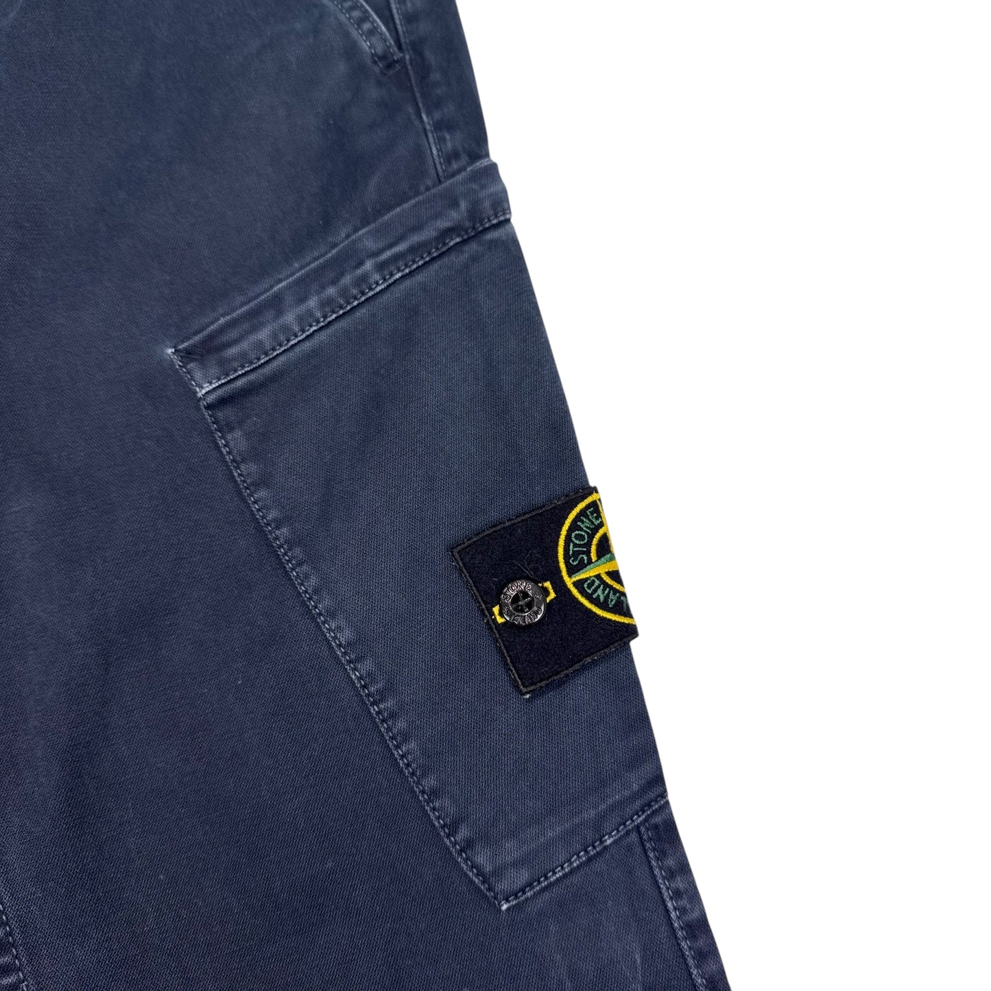 Stone Island Navy Blue Diagonal Pocket Brushed Cotton Cargo Trousers