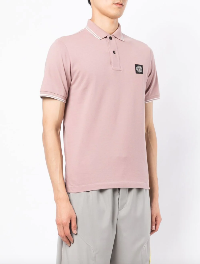 Stone Island logo-patch cotton polo shirt