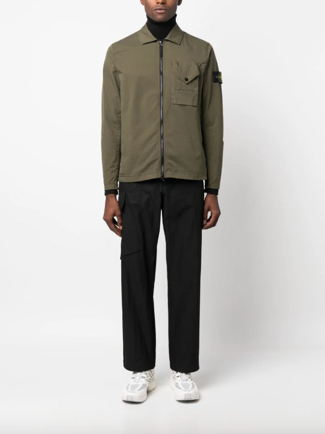 Stone Island Compass-patch zip-up overshirt