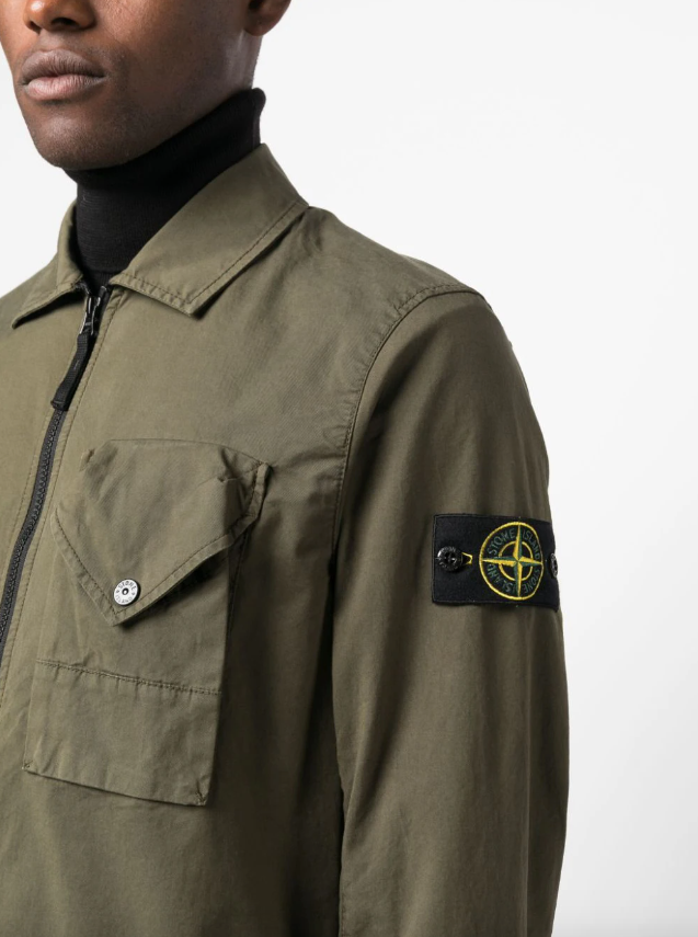 Stone Island Compass-patch zip-up overshirt
