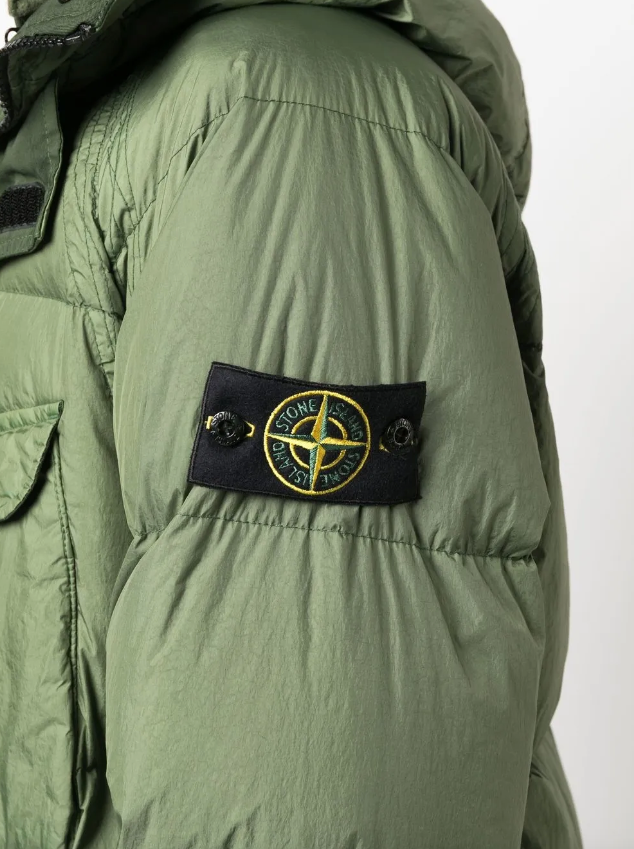 Stone Island compass-motif down jacket