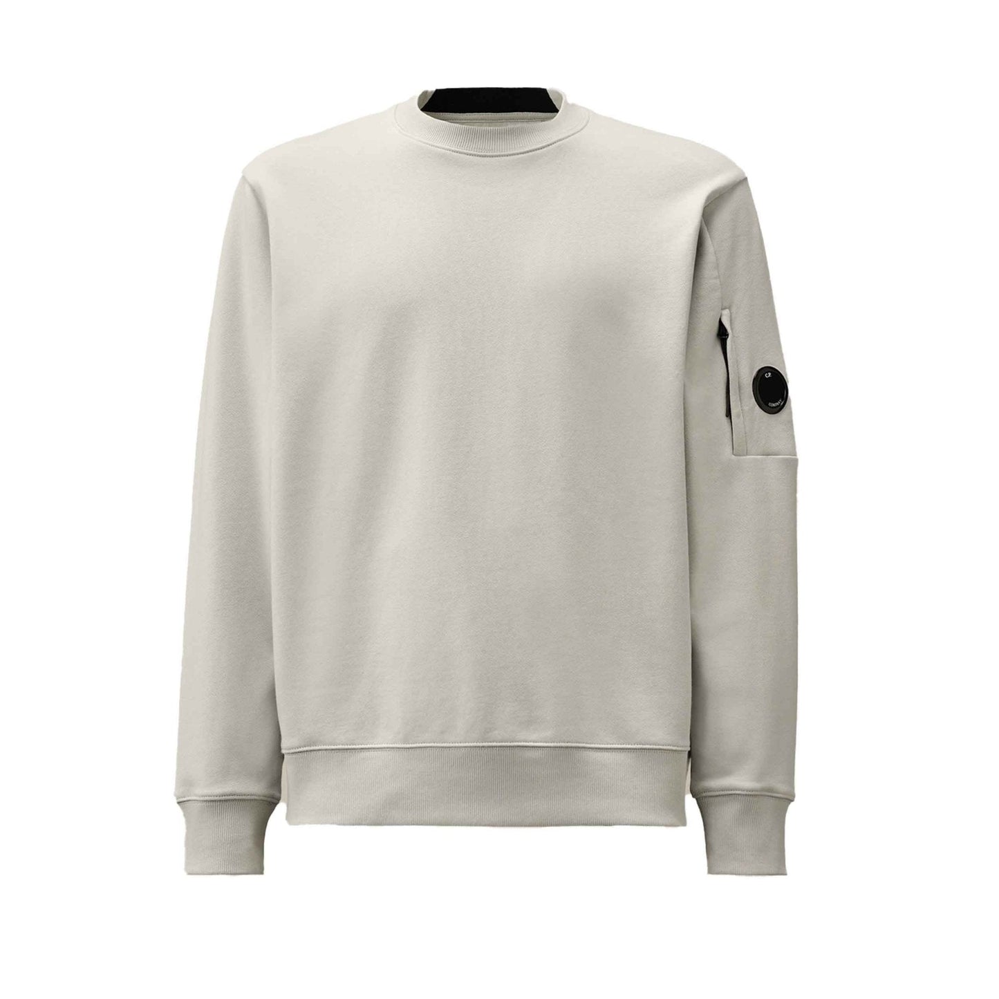 C.P. Company Diagonal Raised Fleece Crewneck Sweatshirt in Blue Fox- Grey