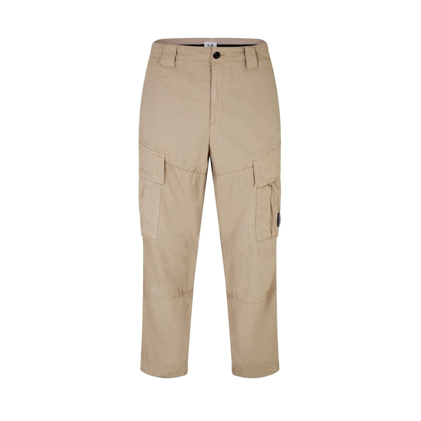 C.P. Company Stretch Sateen Lens Cargo Pants in Vintage Khaki- Beige