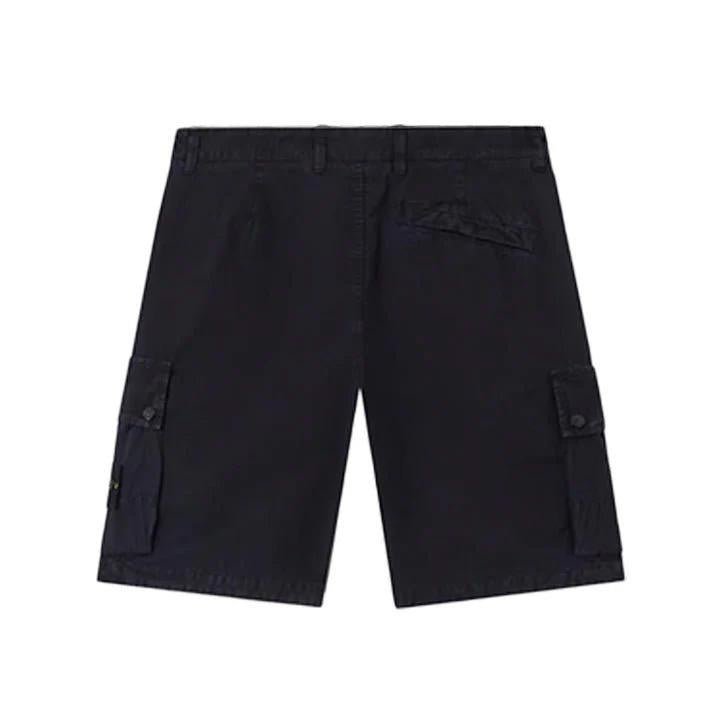 Stone Island Brushed Cotton Canvas "Old" Effect Cargo Bermuda in Navy