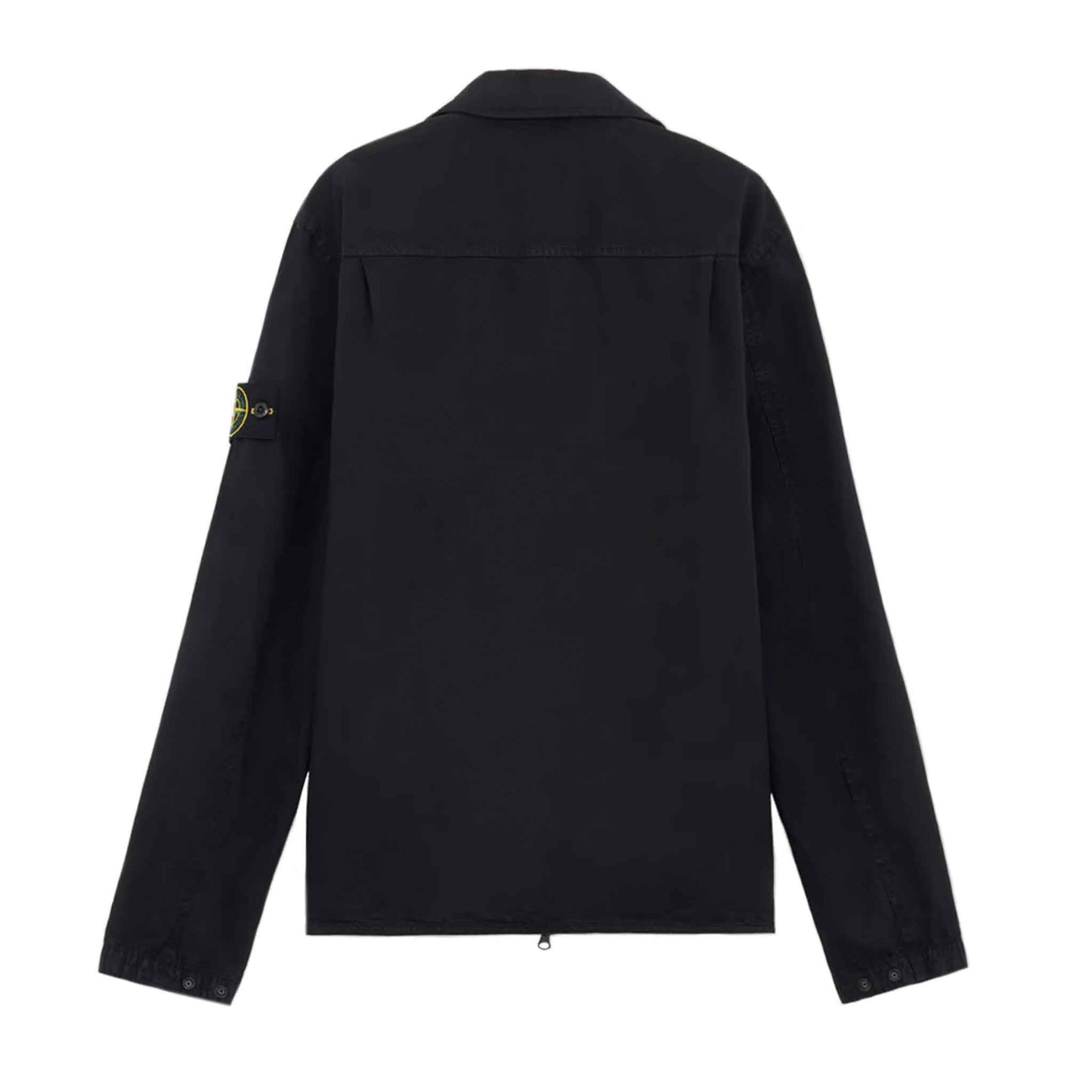 Stone Island Brushed Cotton 'Old' Effect Overshirt in Black
