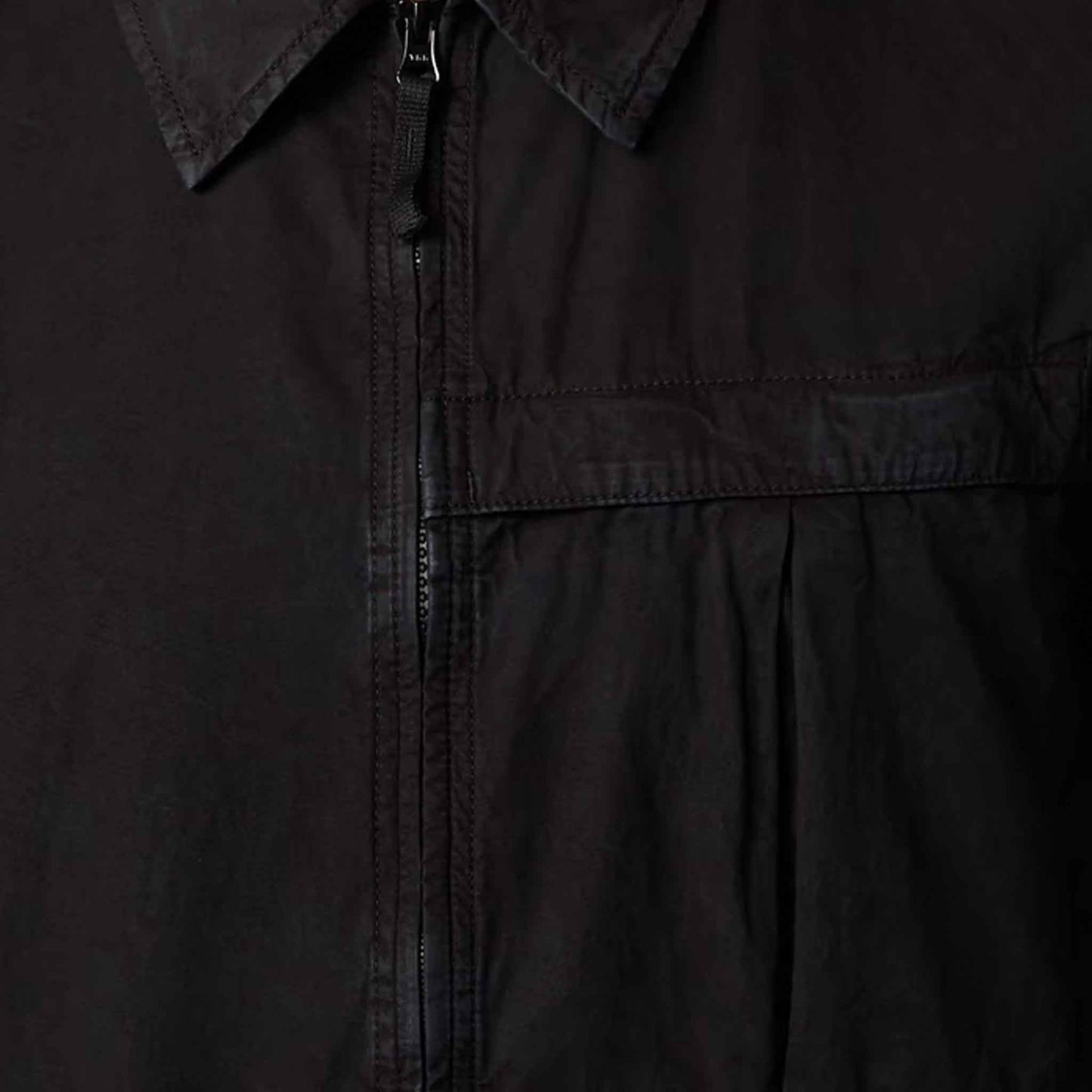 Stone Island Brushed Cotton 'Old' Effect Overshirt in Black