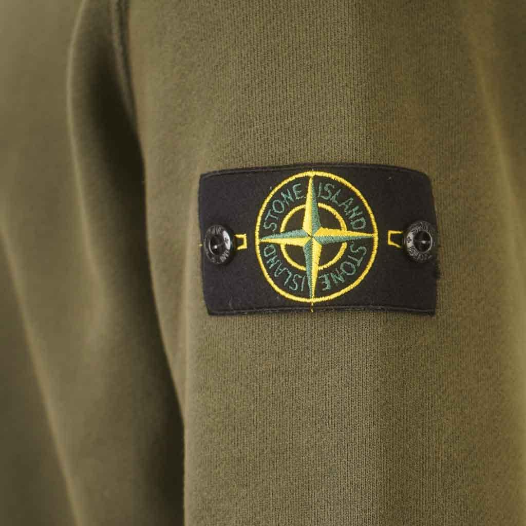 Stone Island Cotton Diagonal Raised Fleece "Old" Effect Crewneck Sweatshirt in Military Green