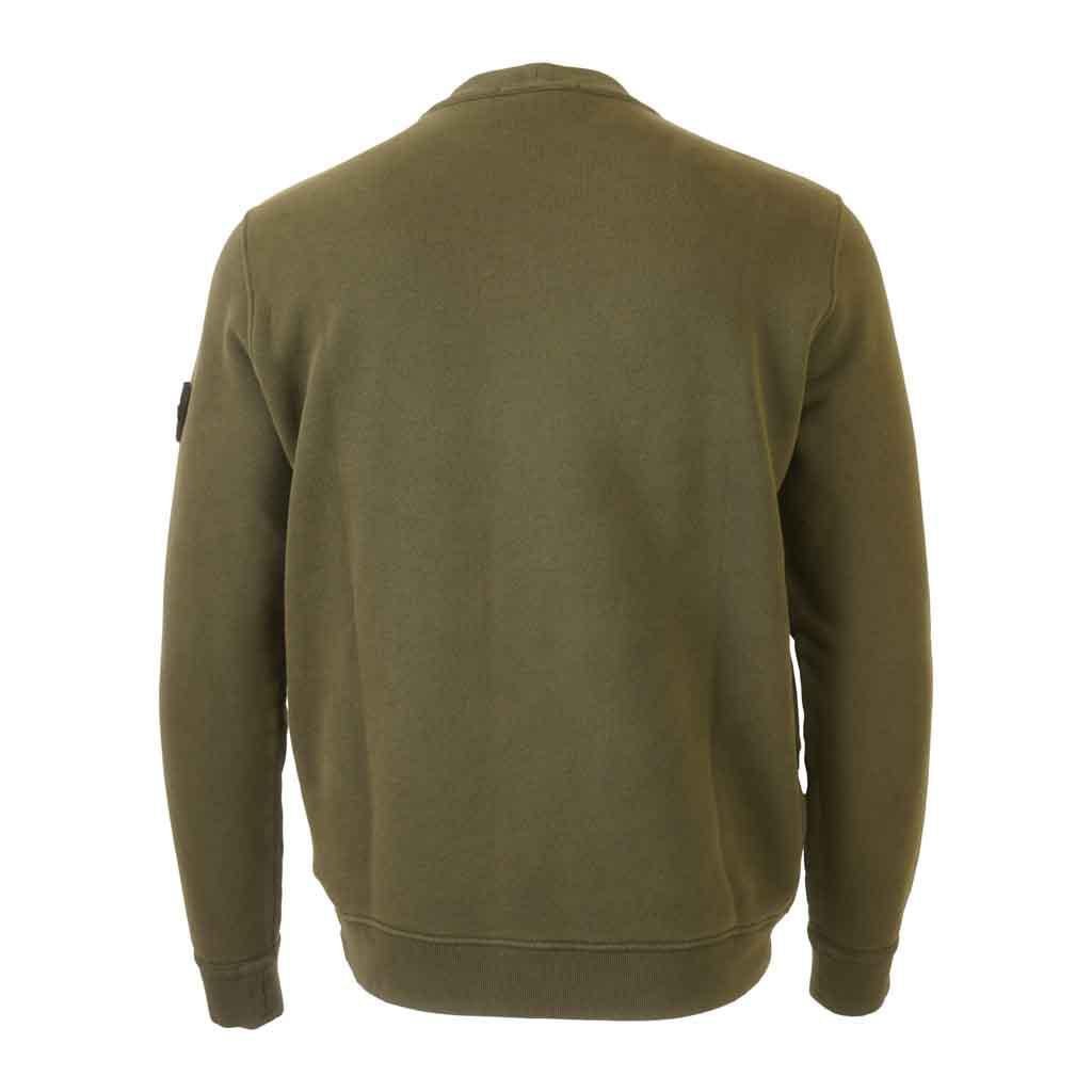 Stone Island Cotton Diagonal Raised Fleece "Old" Effect Crewneck Sweatshirt in Military Green