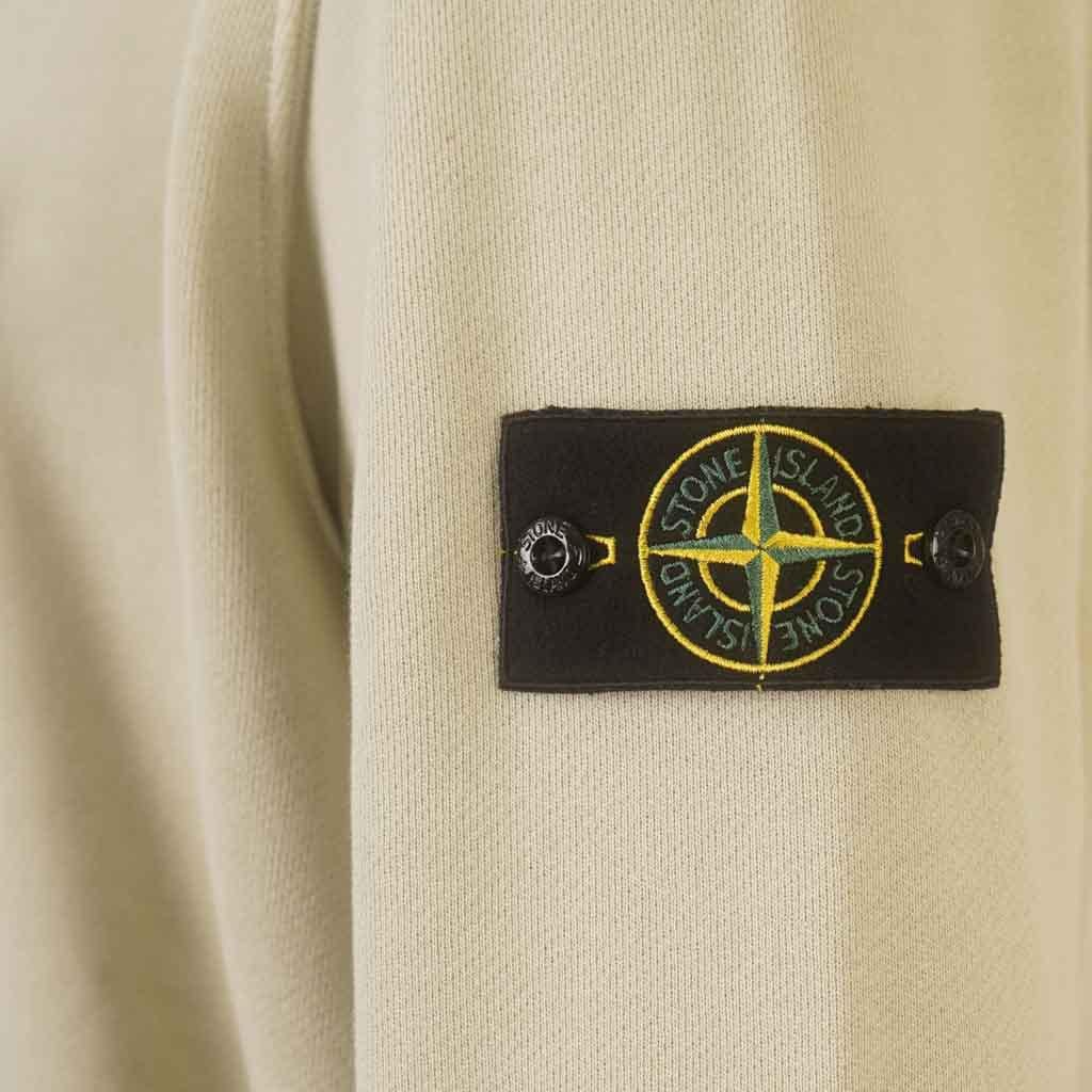 Stone Island Cotton Diagonal Raised Fleece "Old" Effect Crewneck Sweatshirt in Sand