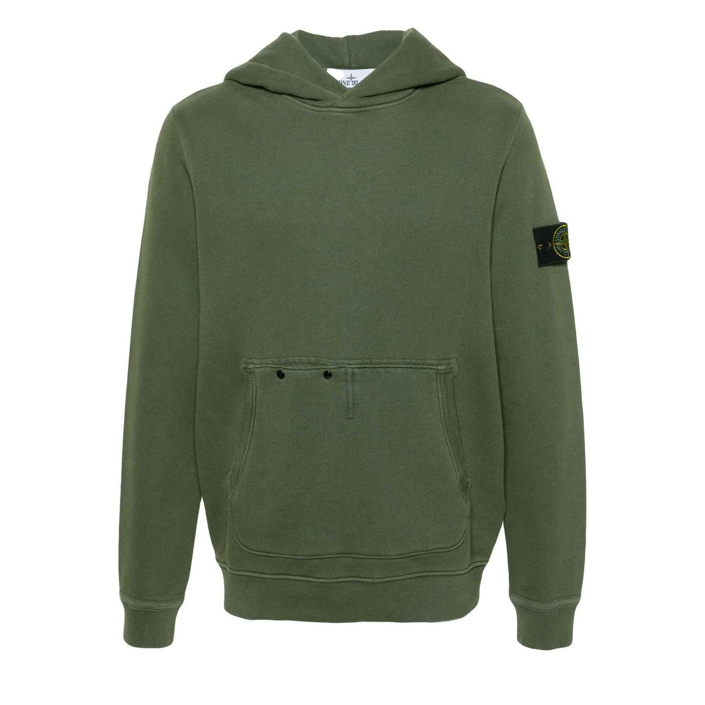 Stone Island Diagonal Fleece 'Old' Effect Hoodie in Military Green