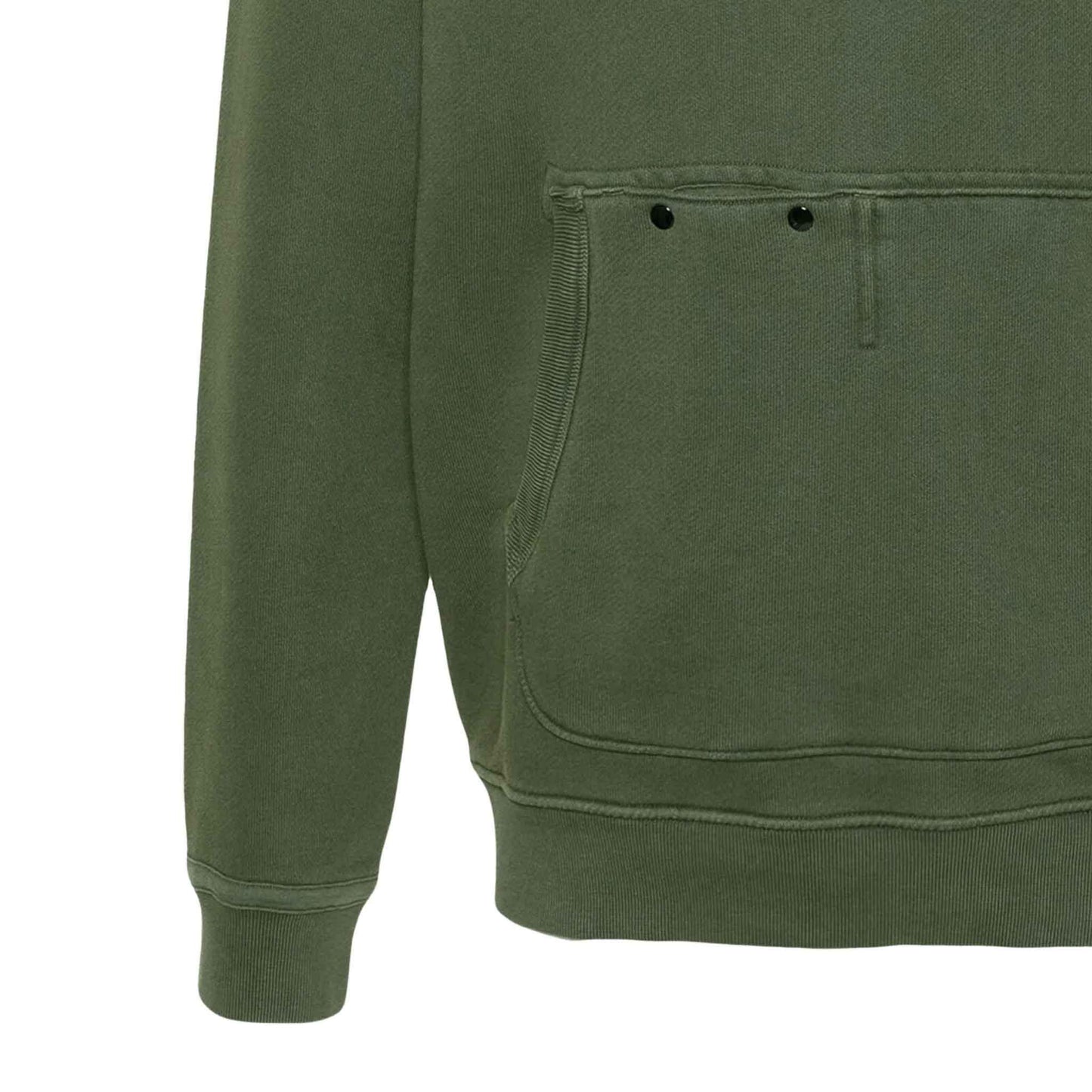 Stone Island Diagonal Fleece 'Old' Effect Hoodie in Military Green