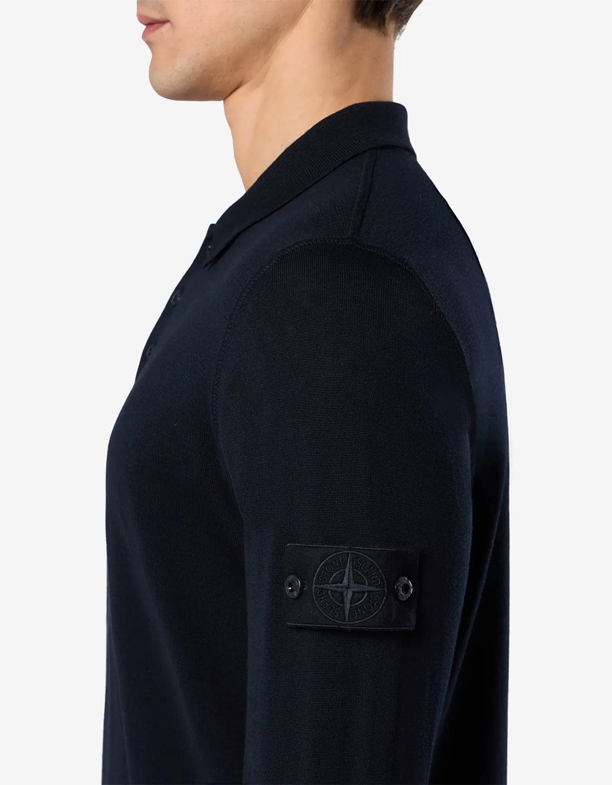 Stone Island Ghost Blue Wool LS Polo Shirt