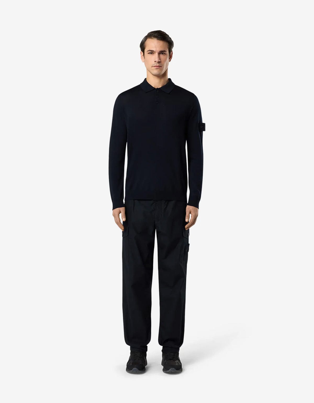 Stone Island Ghost Blue Wool LS Polo Shirt