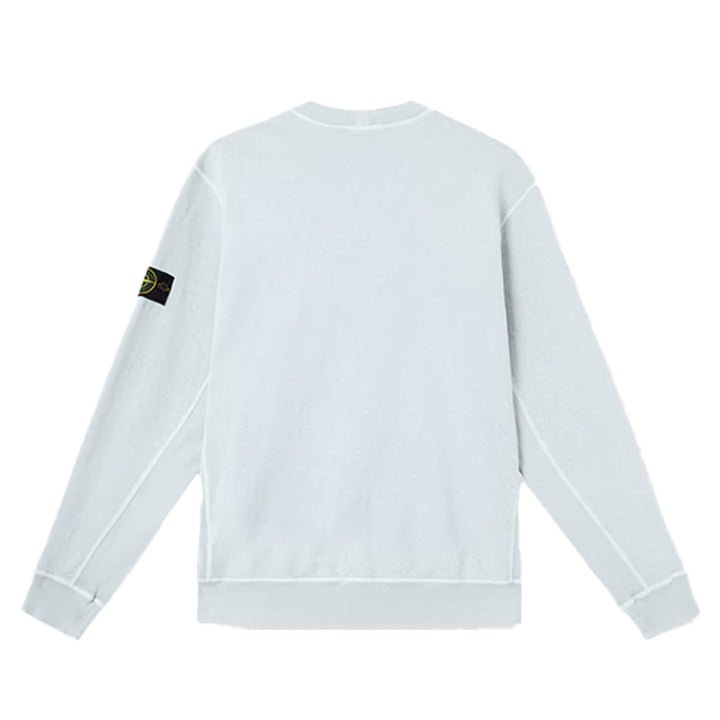 Stone Island Malfilé Fleece "Old" Effect Crewneck Sweatshirt in Sky Blue