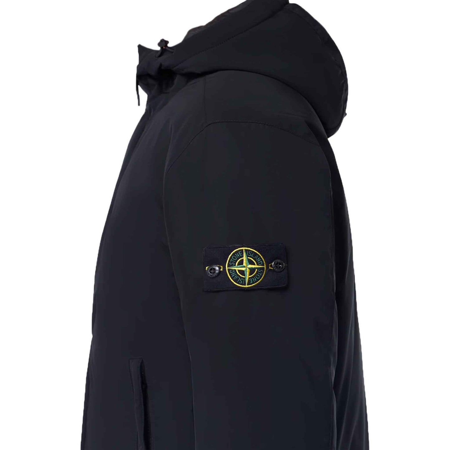 Stone Island Micro Twill With Primaloft Insulation Hooded Jacket in Black