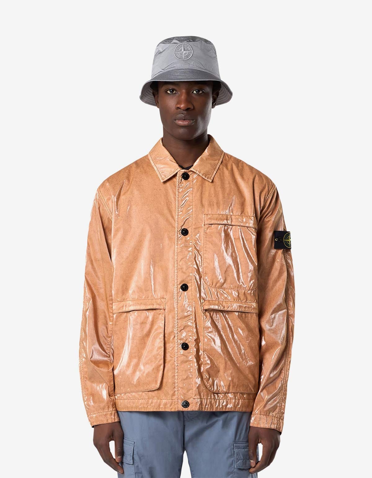 Stone Island Mussola Prismatica ‘Pietra’ Brown Coach Jacket