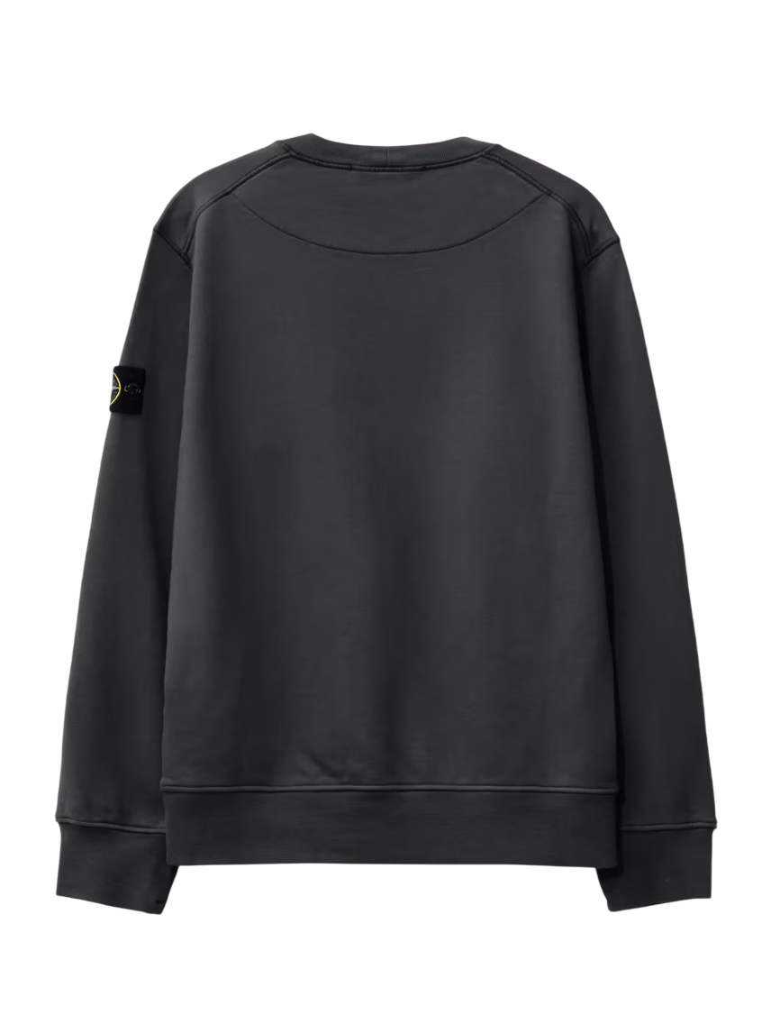 Stone Island Organic Cotton Fleece Crewneck Sweatshirt in Charcoal Grey