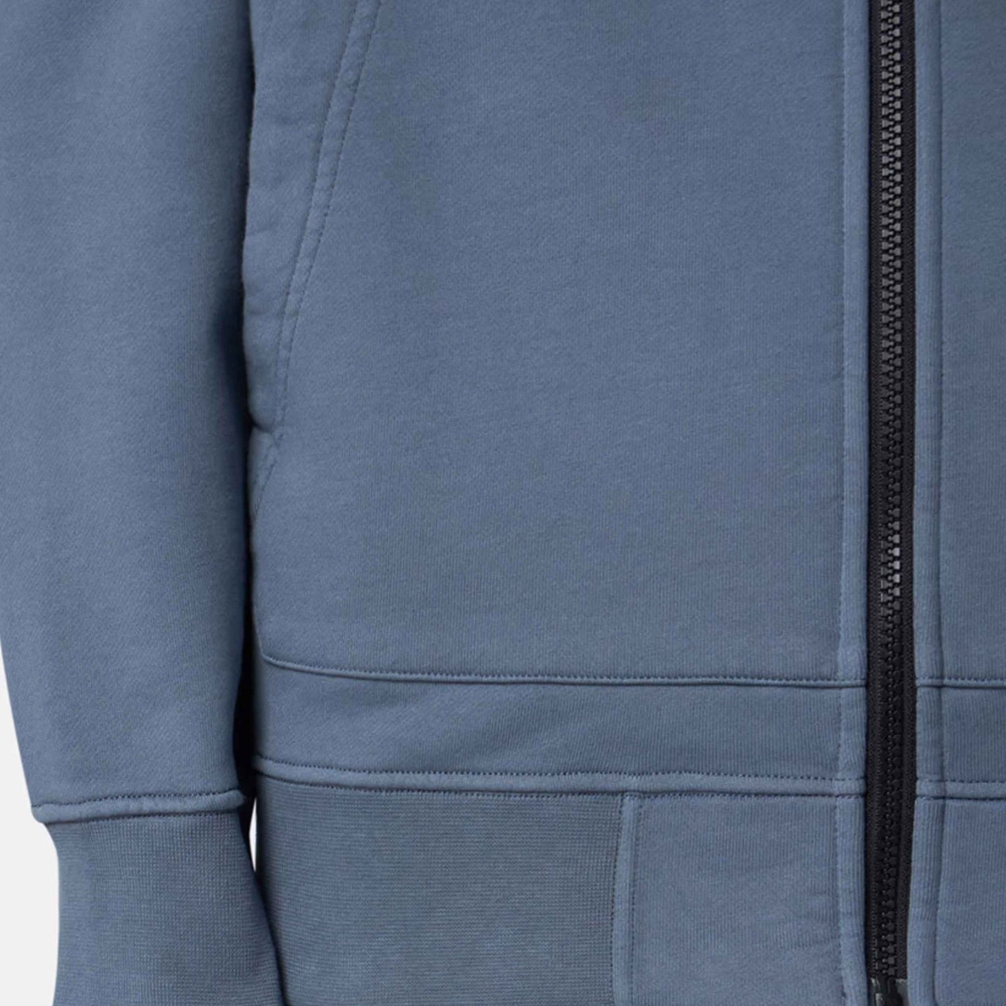 Stone Island Organic Cotton Fleece Zipped Hooded Sweatshirt in Avio Blue