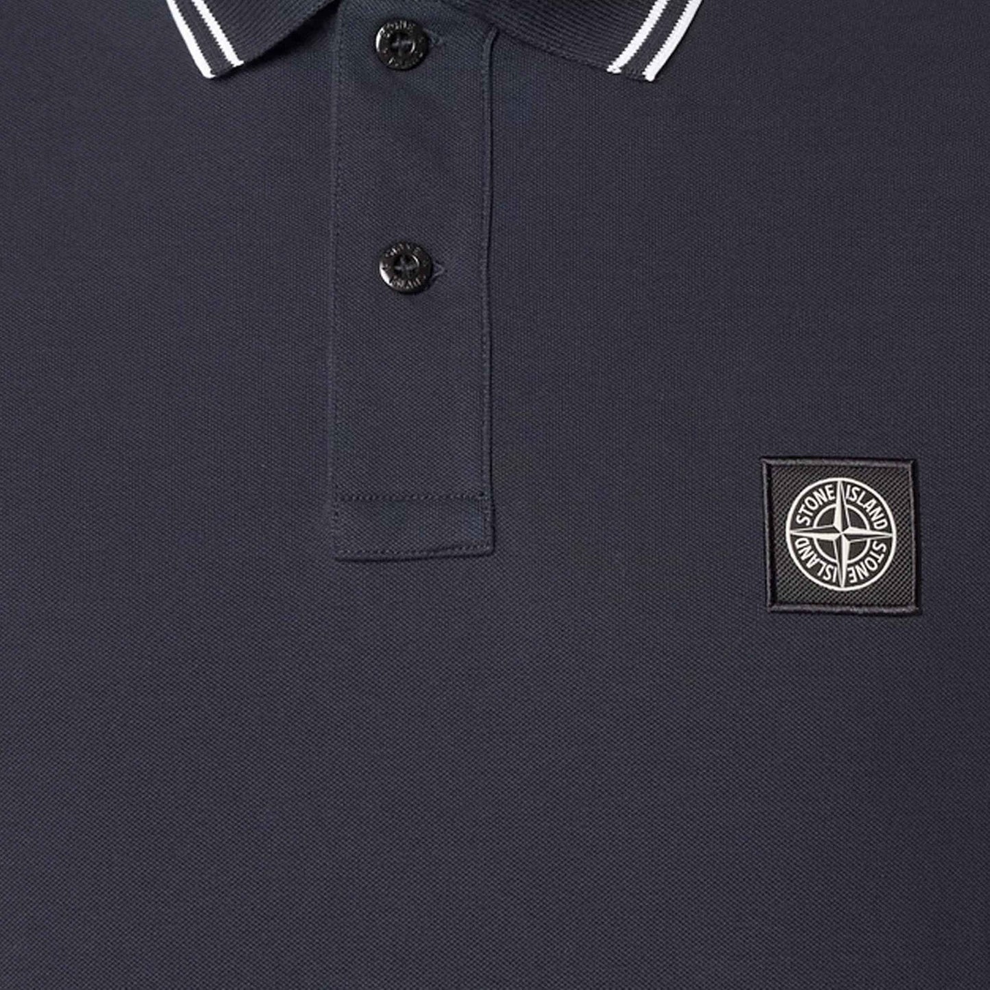 Stone Island Organic Cotton Pique Slim Polo Shirt in Navy