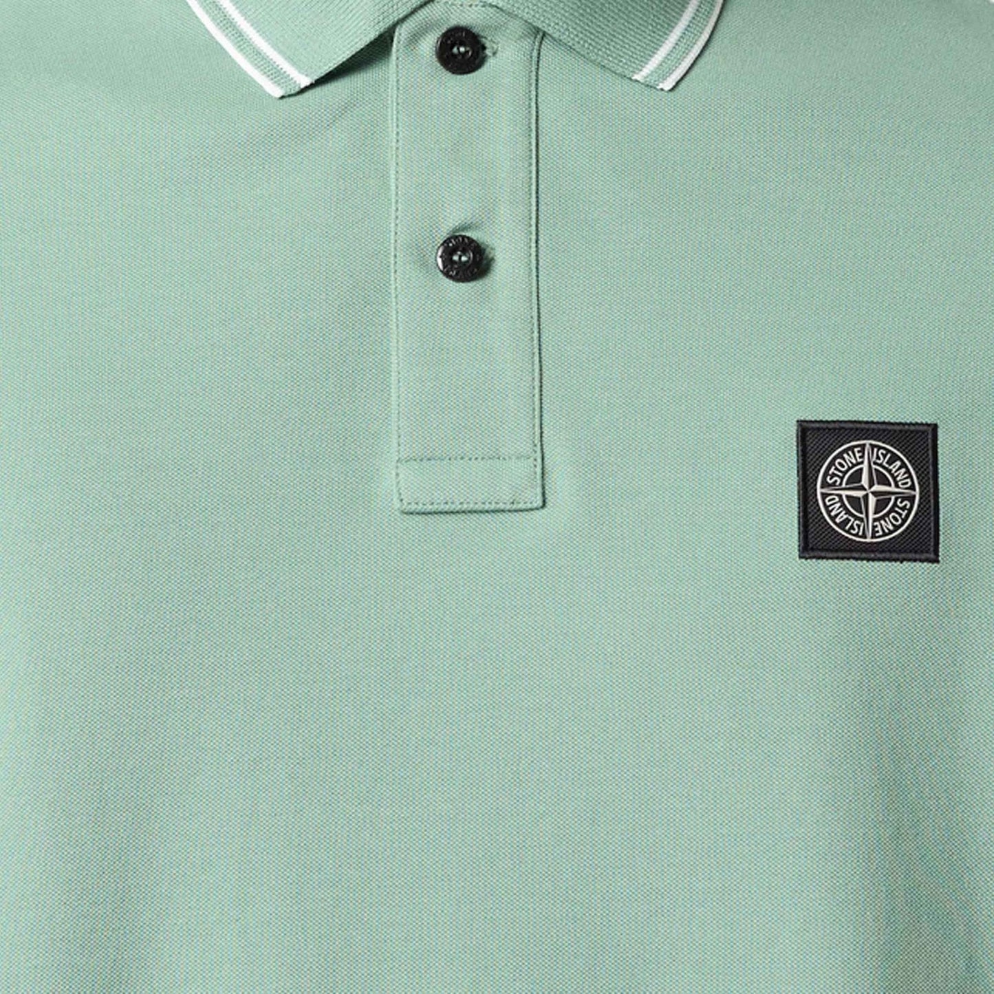 Stone Island Organic Cotton Pique Slim Polo Shirt in Sage Green