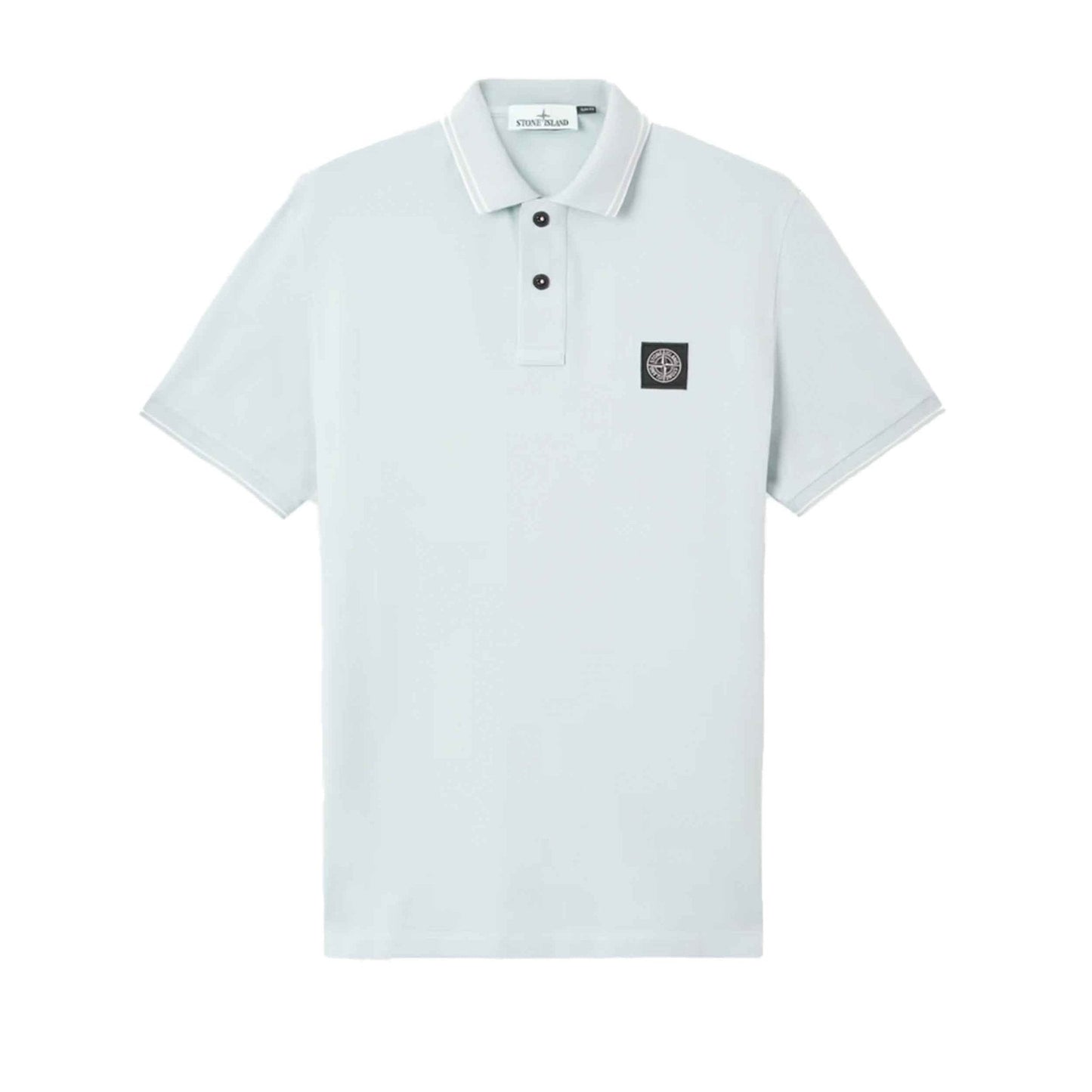 Stone Island Organic Cotton Pique Slim Polo Shirt in Sky Blue