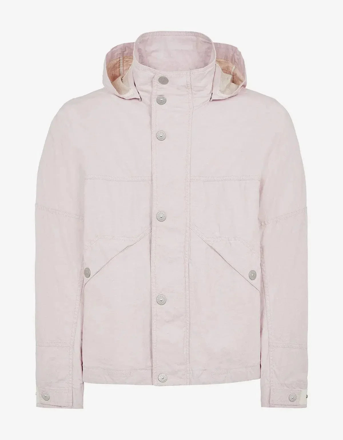 Stone Island Marina Pink Pleated Linen Hooded Blouson