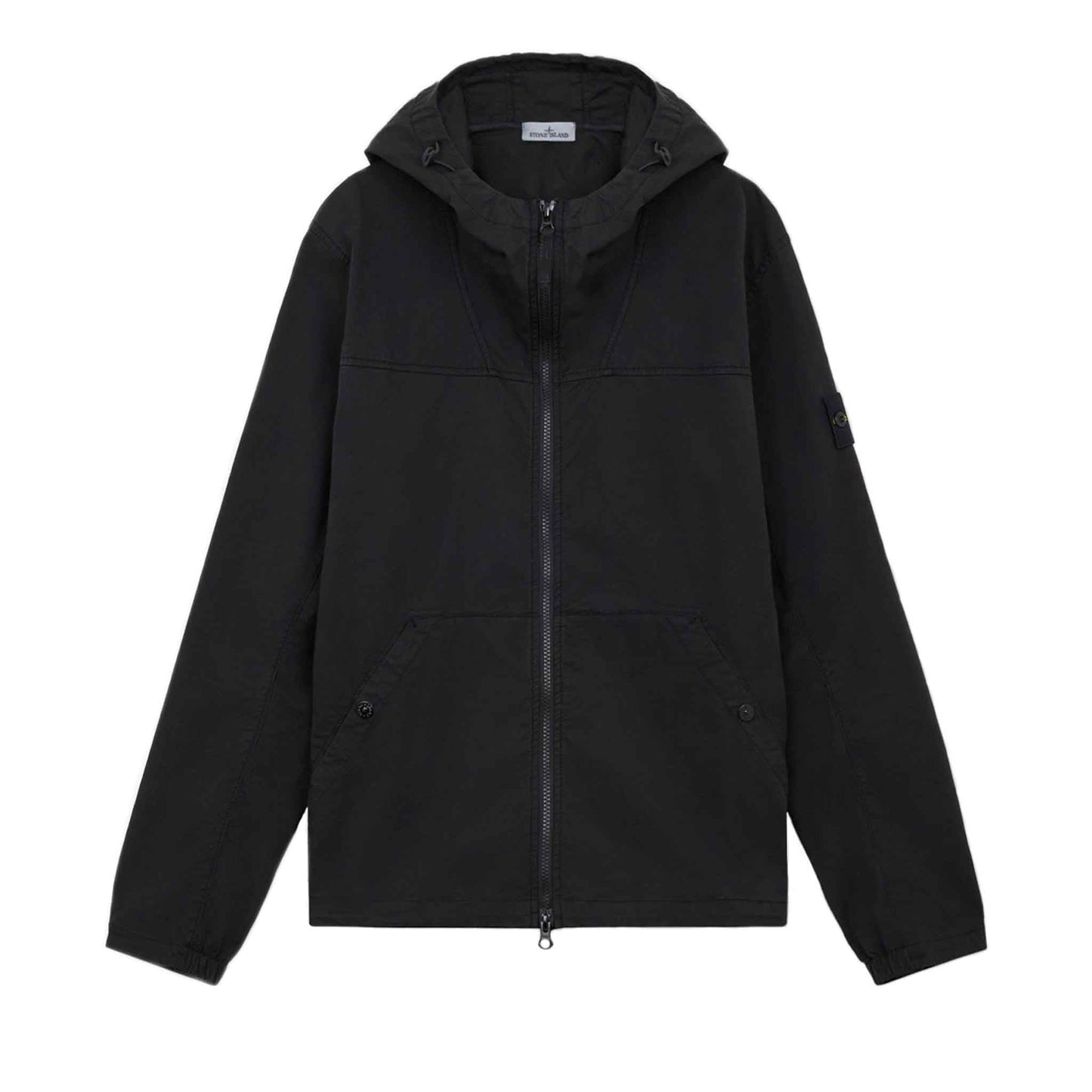 Stone Island SUPIMA® Cotton Twill Stretch-TC Hooded Overshirt in Black
