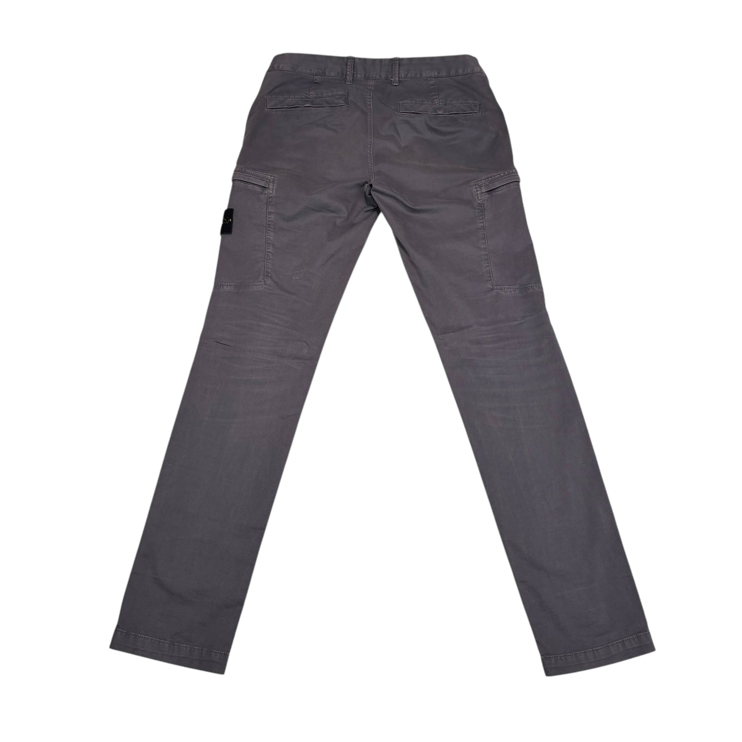 Stone Island Stone Grey Zip-Pocket Brushed Cotton Cargo Trousers