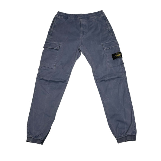 Stone Island Blue Brushed Cotton Tapered Cargo Trousers