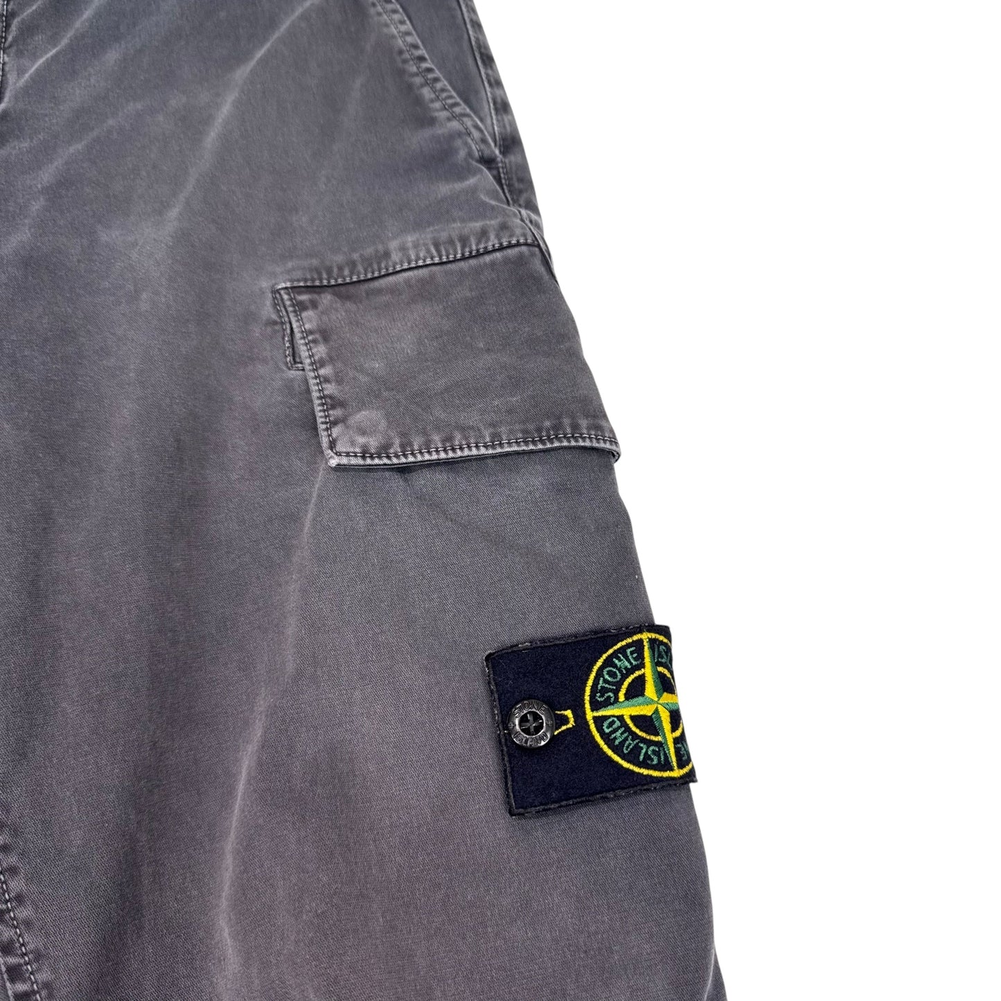 Stone Island Stone Grey Brushed Cotton Compass-Patch Cargo Trousers