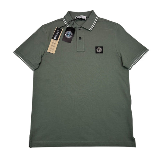 Stone Island Forest Green with White Stripe Patch Logo Polo shirt