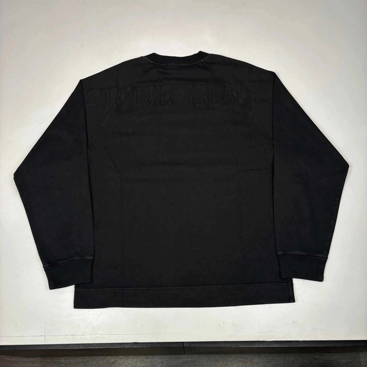 Stone Island Black Embroidered Logo Design Crewneck Jumper
