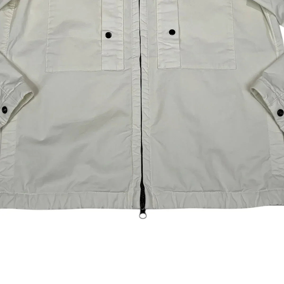 Stone Island White Supima Cotton Twill Stretch-TC Compass Patch Jacket