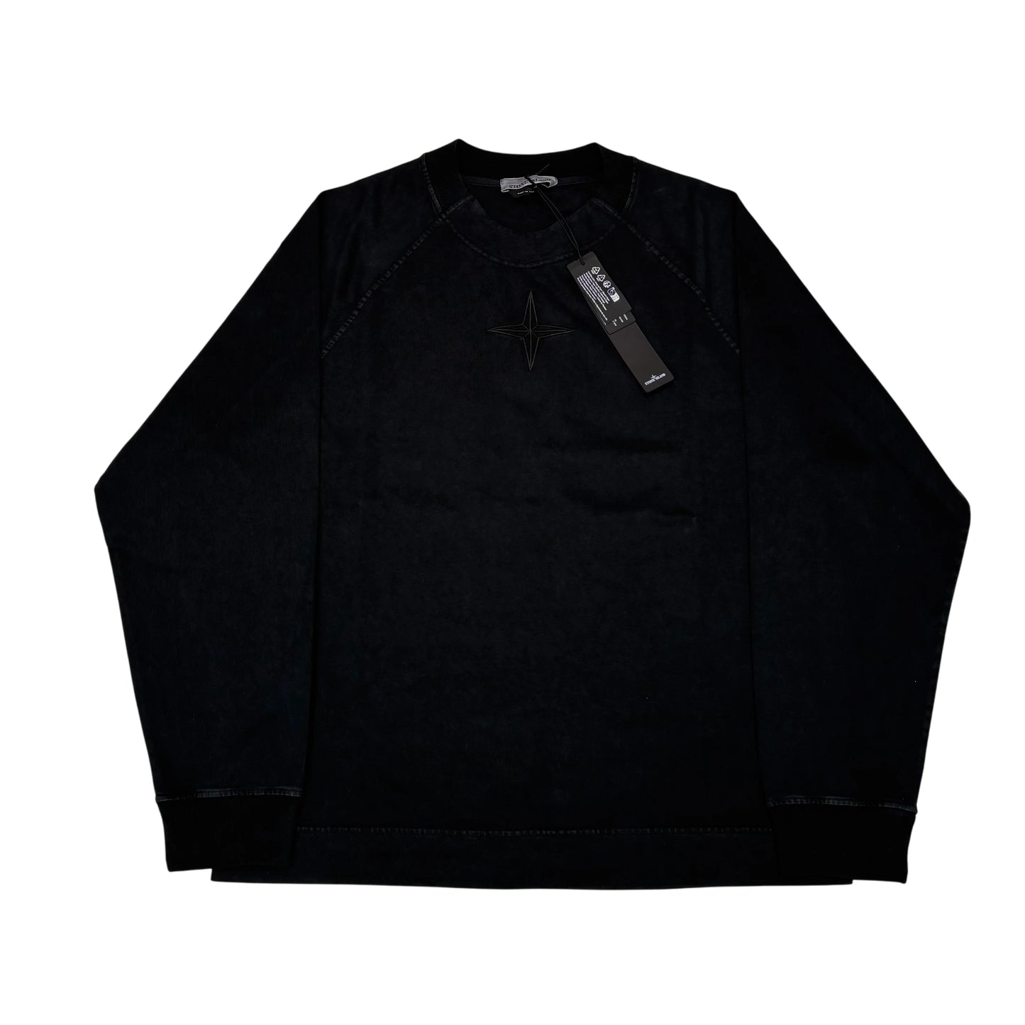 Stone Island Black Embroidered Logo Design Crewneck Jumper