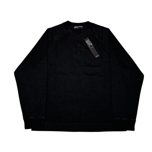 Stone Island Black Embroidered Logo Design Crewneck Jumper