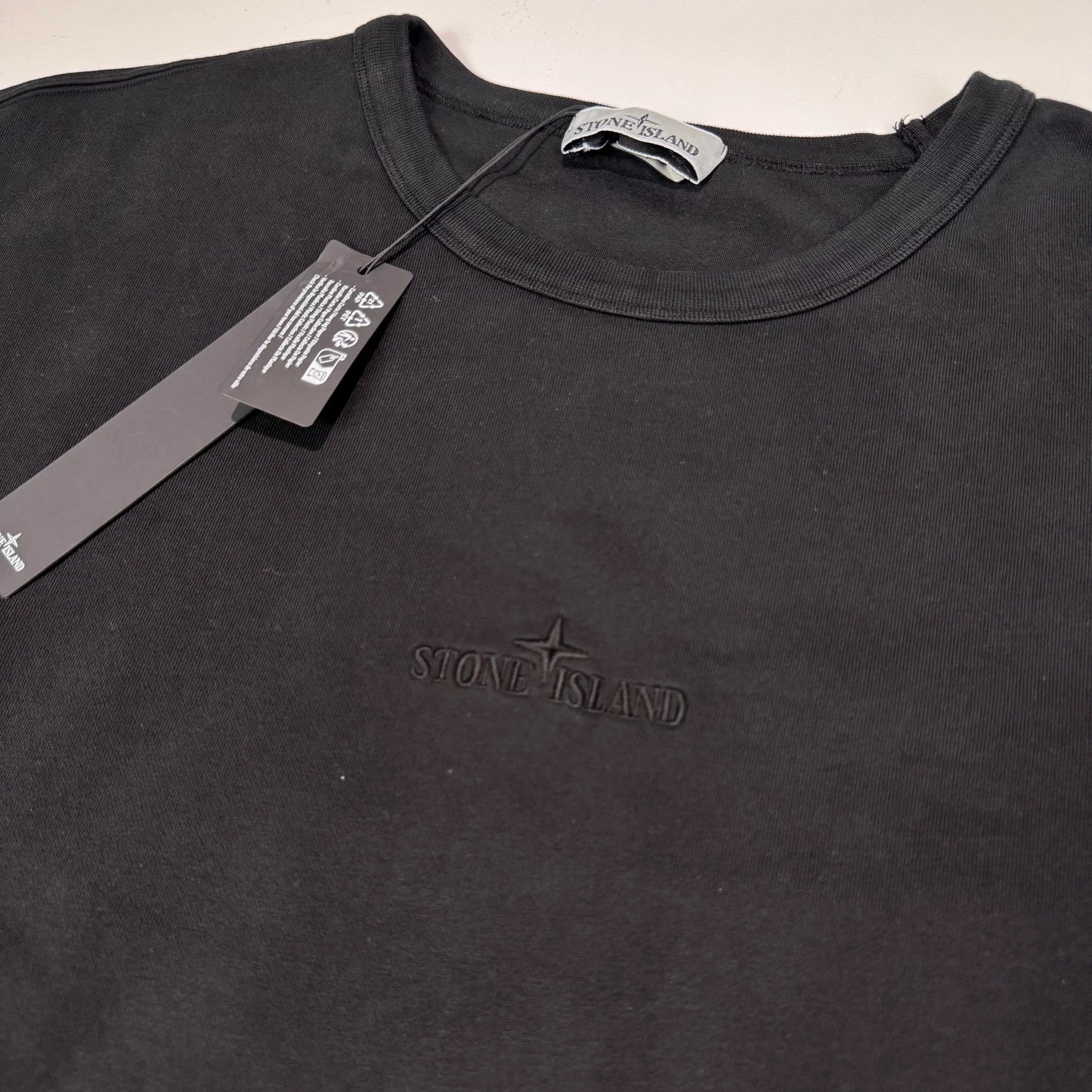 Stone Island Black Embroidered Logo Spell Out Jumper