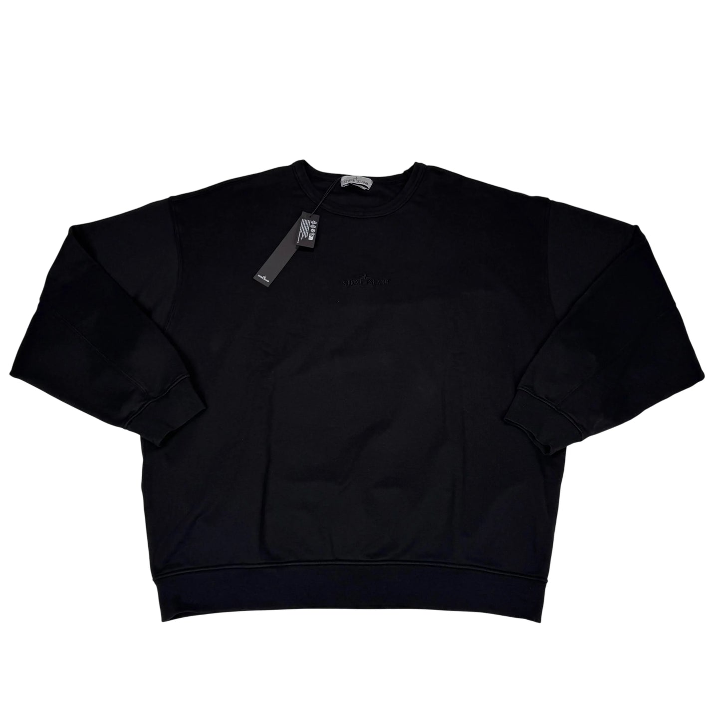 Stone Island Black Embroidered Logo Spell Out Jumper