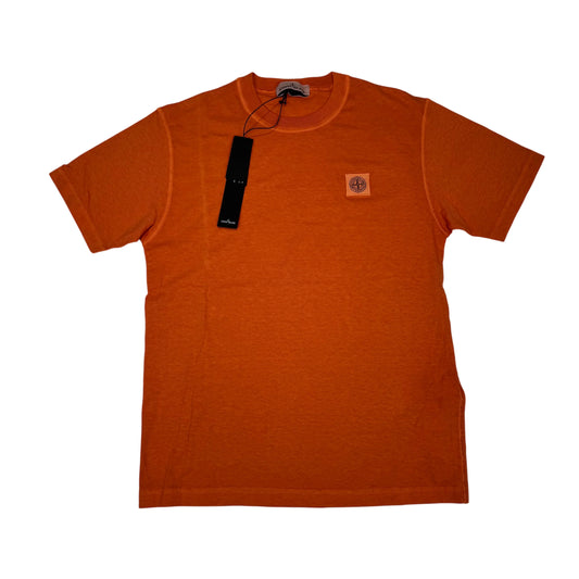 Stone Island Orange Patch Logo Short Sleeve Tshirt